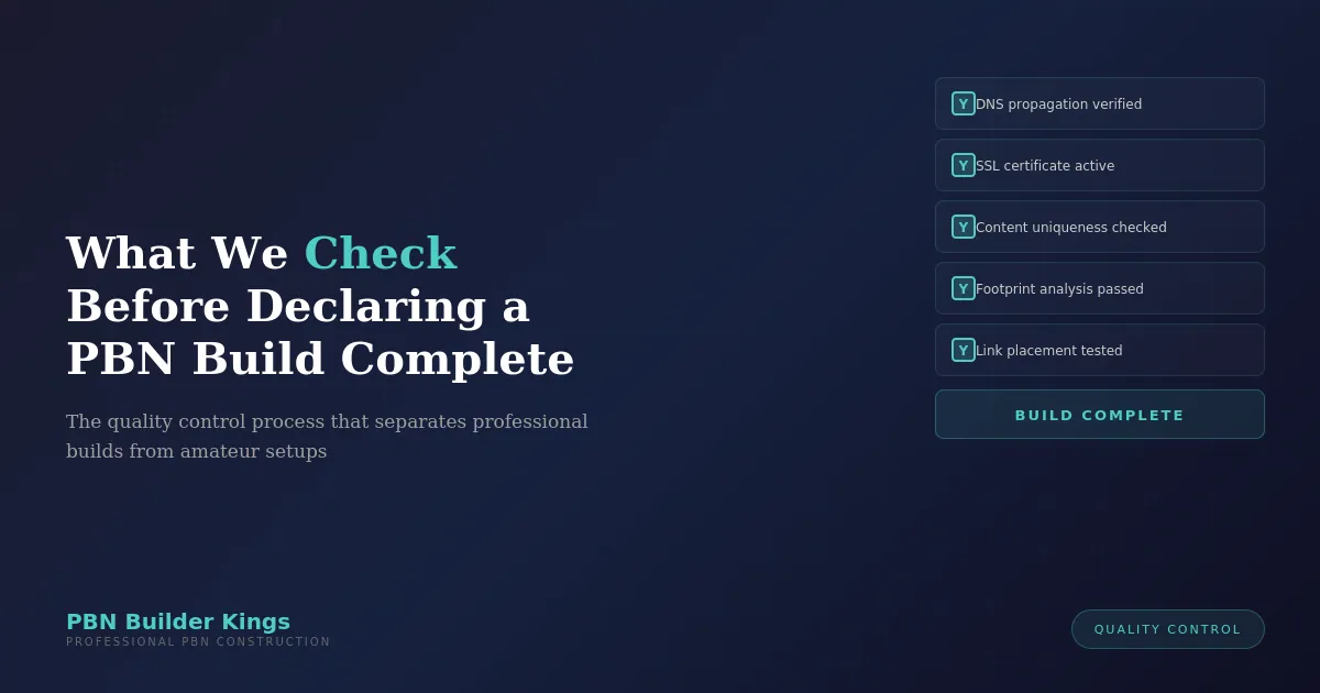 What We Check Before Declaring a PBN Build 'Complete'