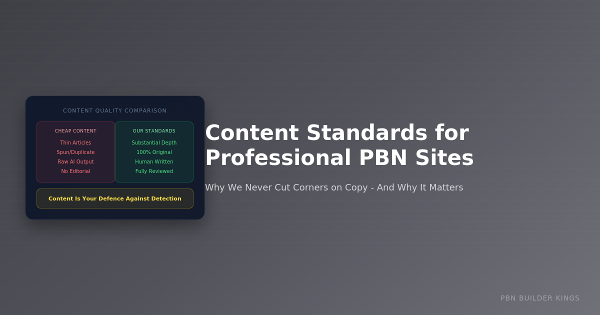 Content Standards for Professional PBN Sites: Why We Never Cut Corners on Copy